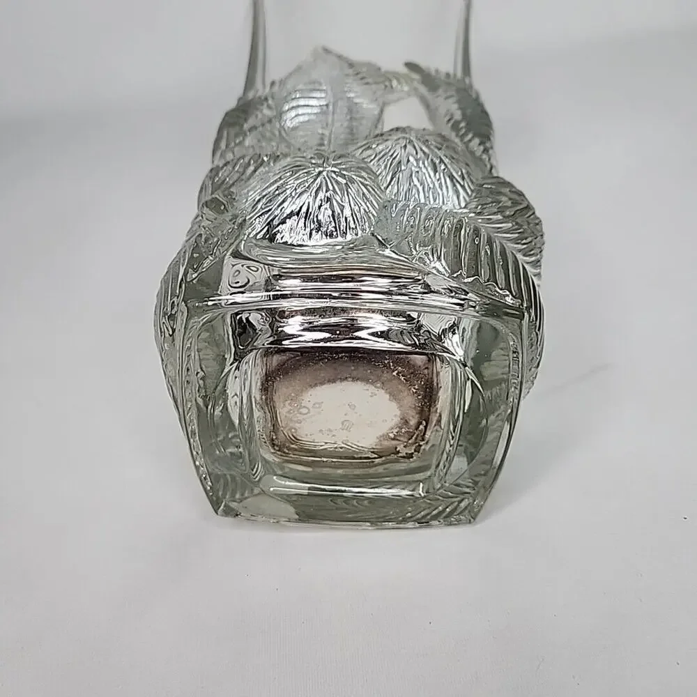 Arthur Court‎ Mirrored and Pressed Glass Vase 9.75in Tall Stylized Foliage Italy